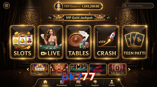 Main screen of Pk777 casino page for PK players